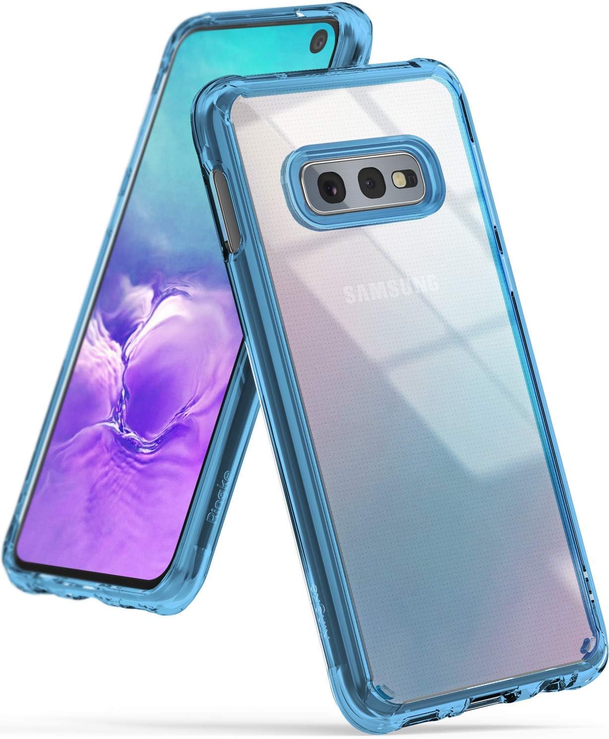 Ringke Fusion Compatible with Galaxy S10e Case (5.8"), Clear Back Soft Shockproof TPU Bumper Phone Cover - Aqua Blue