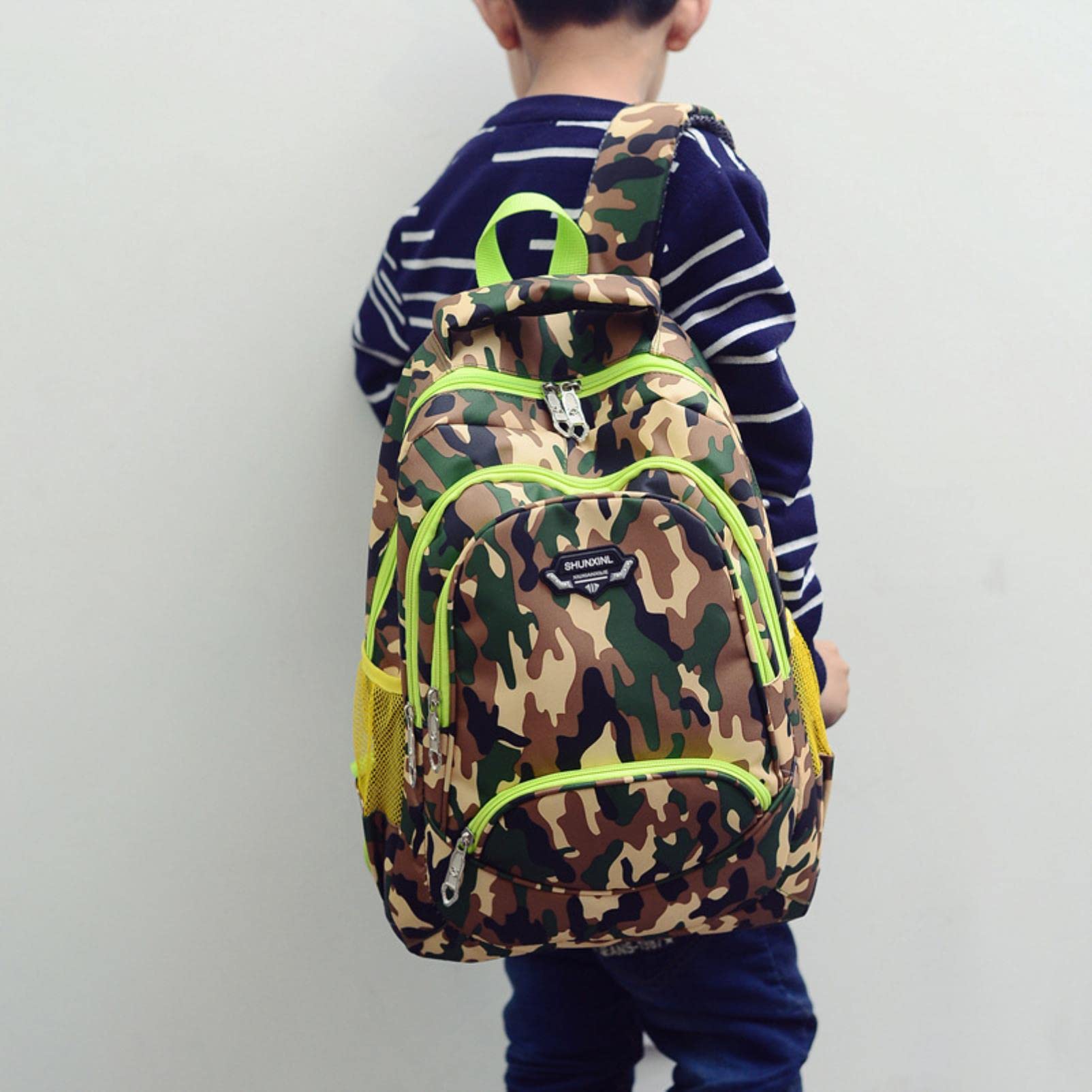 Zaino Scuola Borsa da Scuola in Nylon per Bambini Studente Studente Camouflage School Bag School Travel School School Backpack Teen Boy Small School Bag