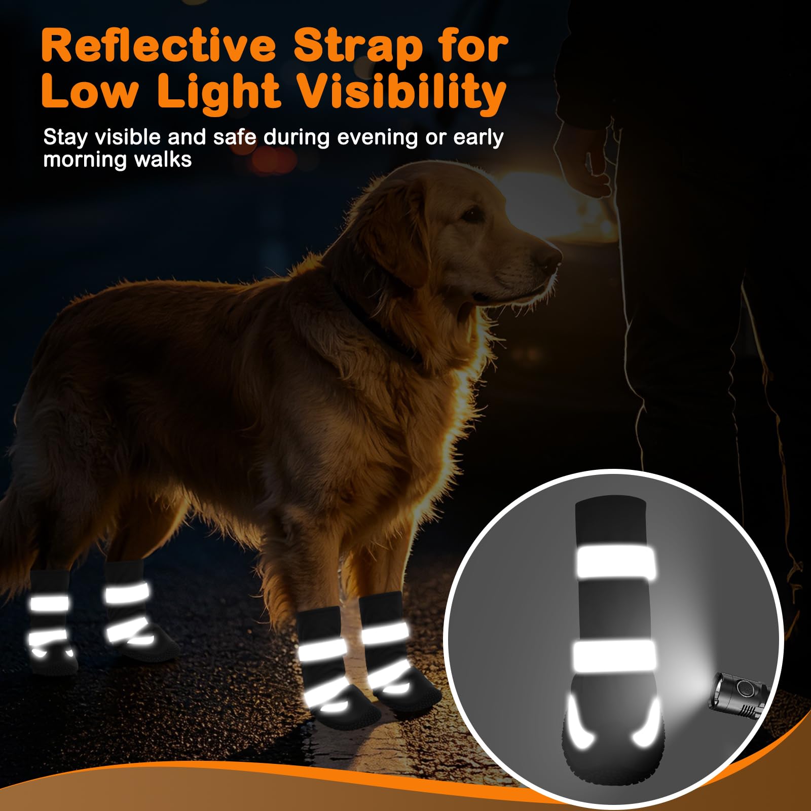 LUCKYPAW Chaussures d'hiver imperméables pour chien avec doublure en