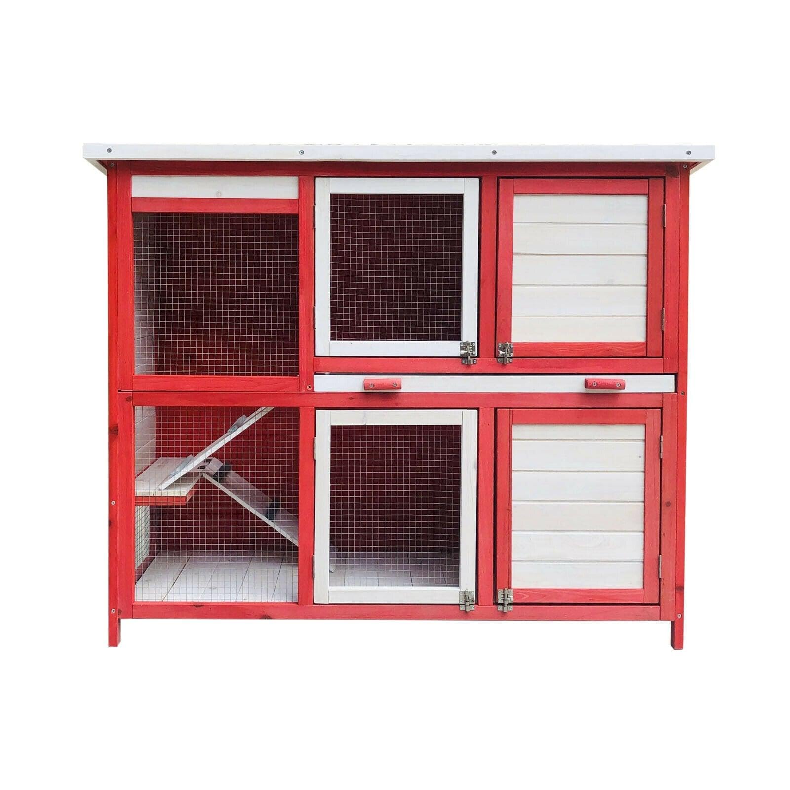 Conejito jaula de roedores cabaña para animales pequeños establo jardín 117,5 cm rojo 16_0002239