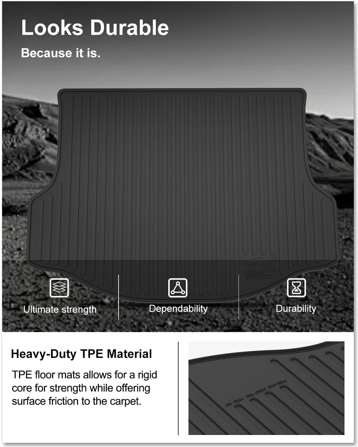 KIWI MASTER Cargo Mat for 2013-2018 Toyota RAV4 (Non-Hybrid), OEM Replacement PT908-42135, Custom Fit All Weather Rear Cargo Liner, Heavy Duty TPE Tray Trunk Mat, Black - Image 5