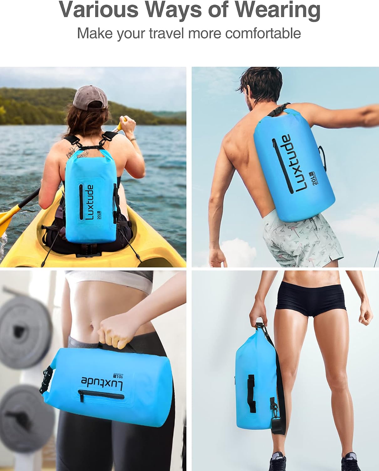 Luxtude Waterproof Dry Bag Backpack, 10L&20L Roll Top Large Dry Sack Waterproof Bag with Phone Cases, Floating Waterproof Dry Bag for Travel, Kayaking, Swimming, Boating, Surfing, Hiking, Beach etc.