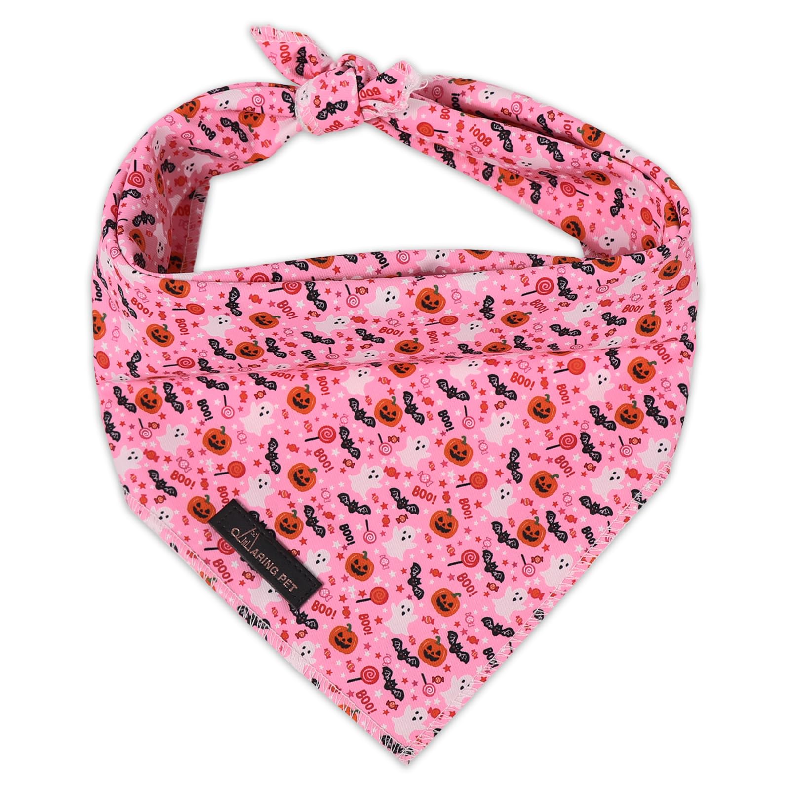 ARING PET Halloween Dog Bandanas, Cute Pink Pumpkin Ghost Bat Pet Bandana Triangle Bib for Small Medium Large Boy Girl Dogs, Puppy Kerchief for Halloween Parties Spooky Season Fall Celebrations-S — image 1