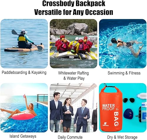 Miniatura 6 de Bolsa seca impermeable para kayak 2L Pequeño saco seco impermeable para navegar (naranja)