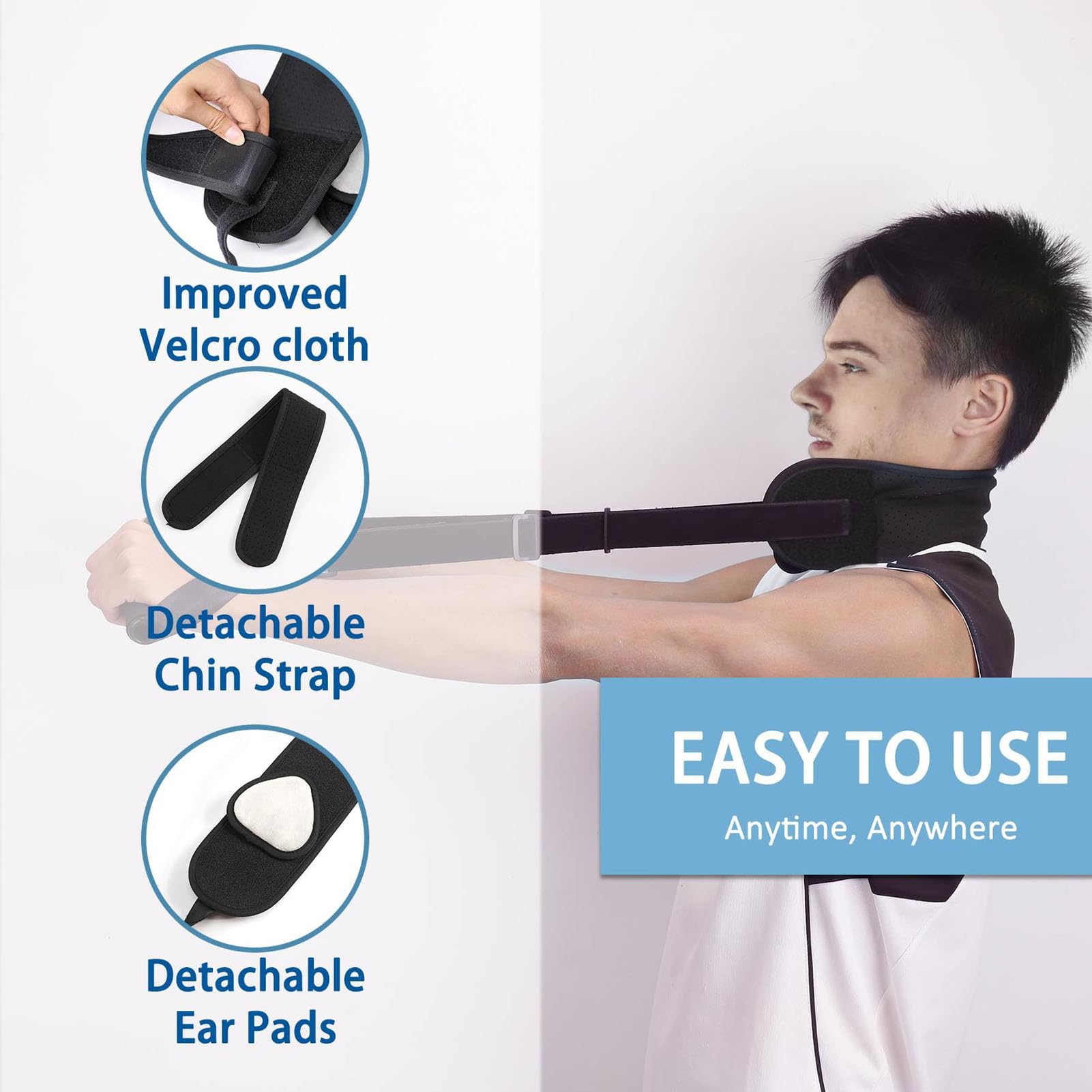 Correa de estiramiento el cuello, dispositivo tracción cervical correa el cuello el dolor cuello con correa para la barbilla asa, herramienta descompresión quiropráctica la columna