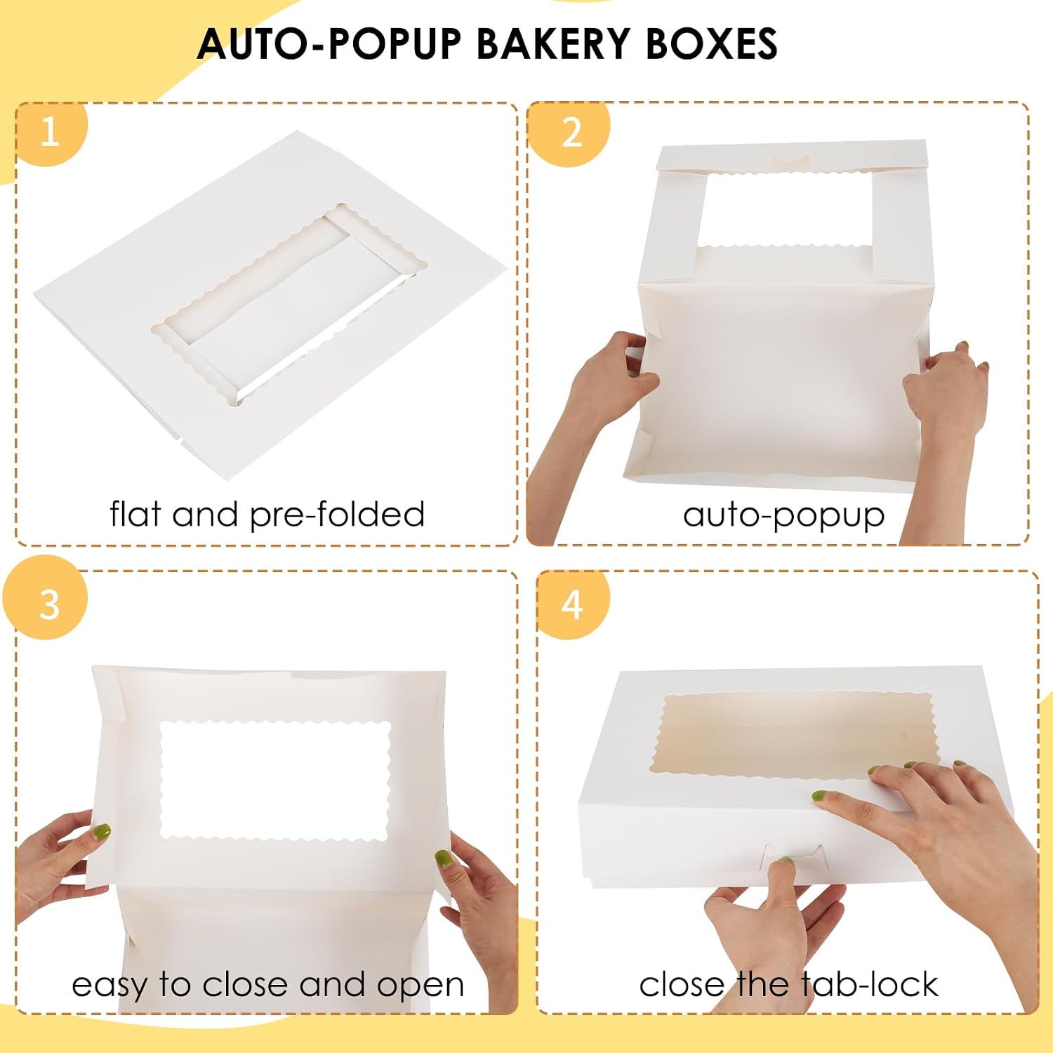 Moretoes 30pcs Cookie Boxes with Window,12x8x2.5 In White Bakery Boxes image 3