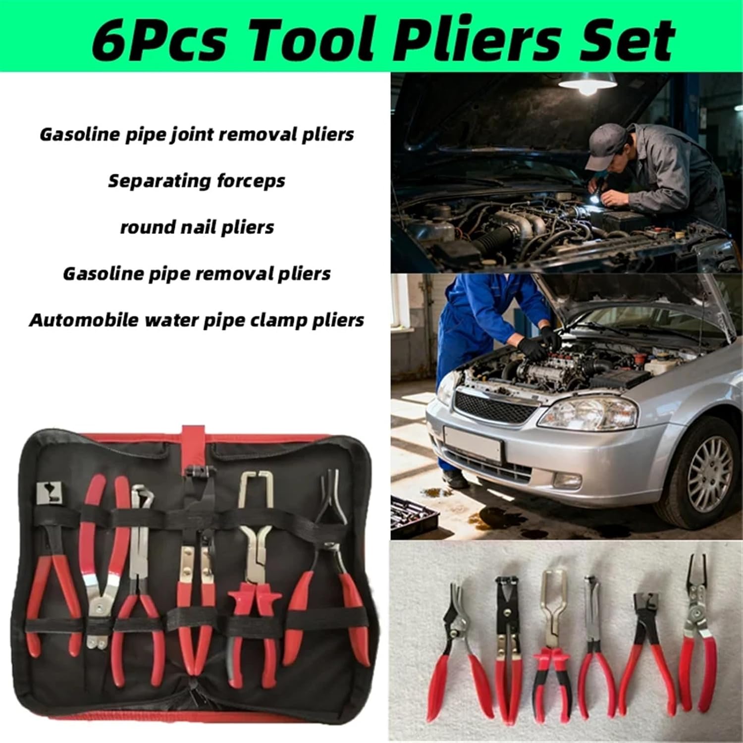 Hose Connector Removal Pliers Separation Plier Round Nail Car Water Pipe Clamp 6Pcs