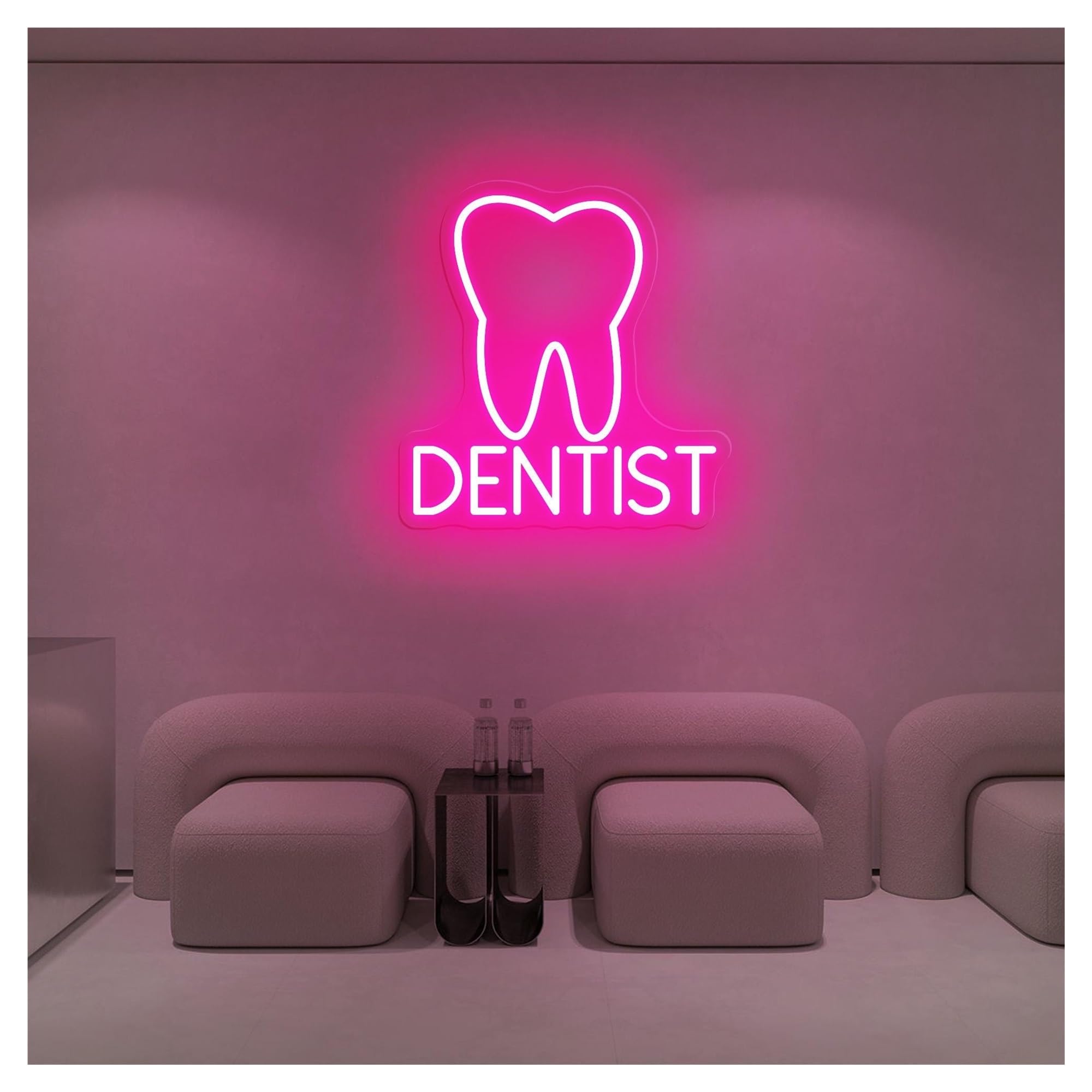 RONGCH Hanging Art Neon Signs Tooth Neon Sign, Suitable for Dental Office Decor with Brightness Adjustable 36cmx38cm