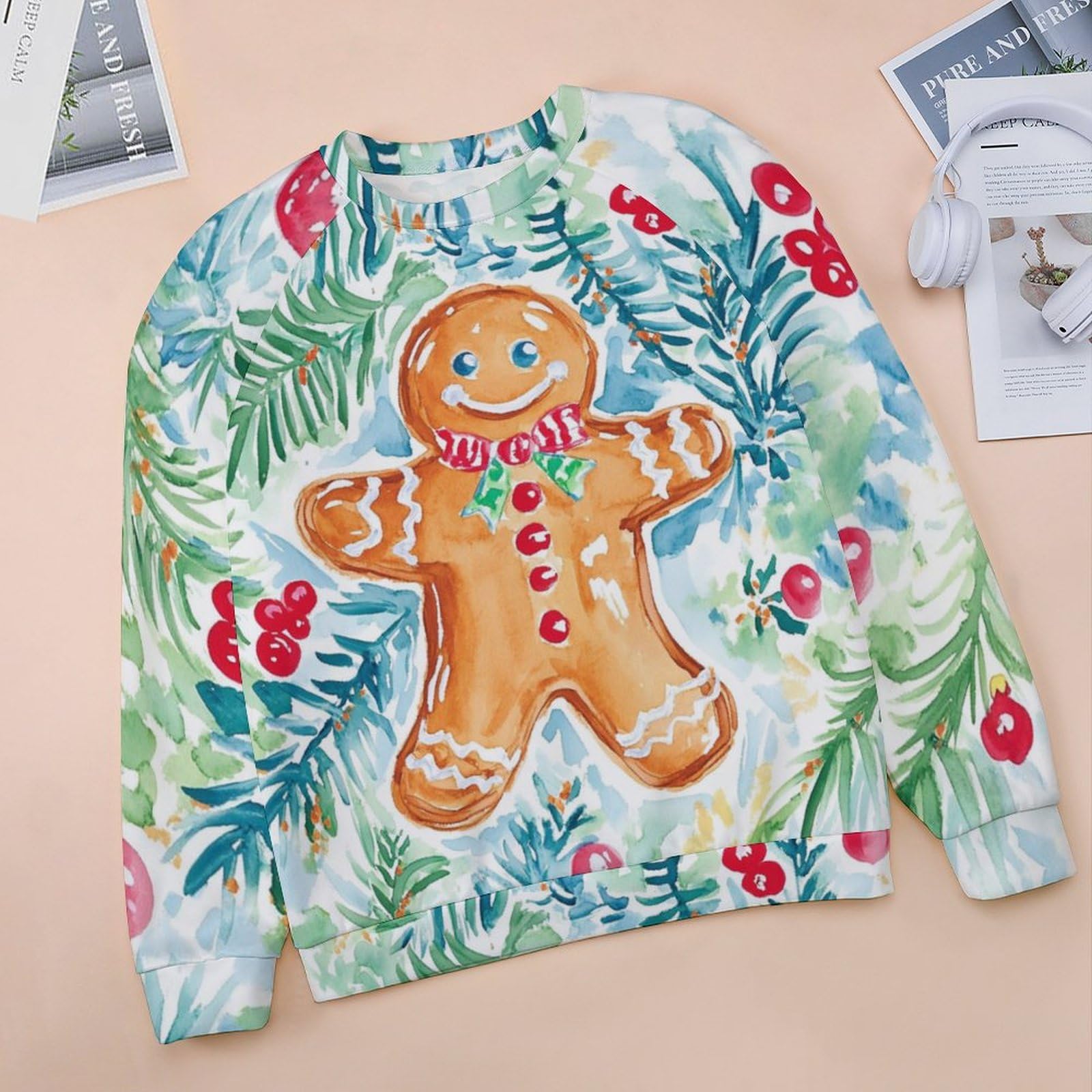 Gingerbread Sweatshirt Women Pullover Crewneck Oversized Cute Graphic 2024 Winter Fashion Holiday Vintage Blouses