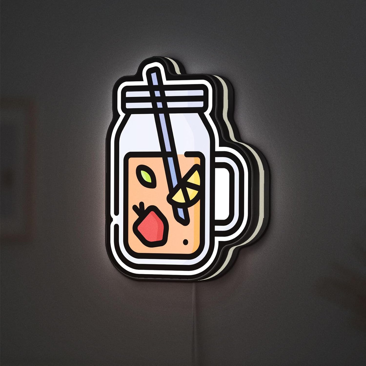 Fruit Infusion 3D Novelty Light Box, Refreshing Tea and Beverage Lamp for Healthy Kitchens and Cozy Cafes (Width 8 inch, 20cm)