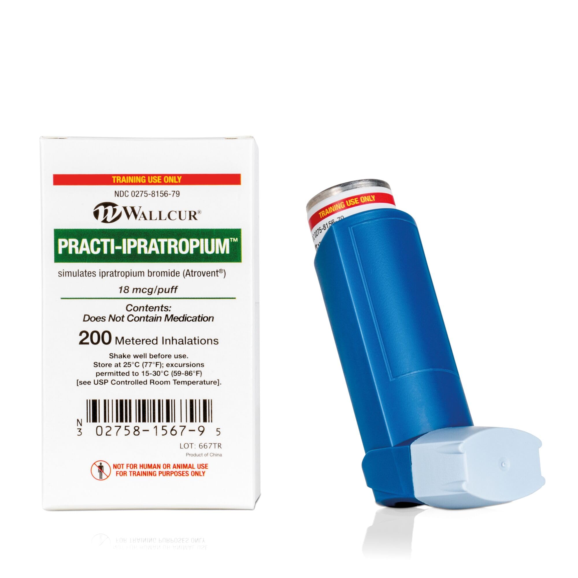 Practi-Inhalateur Ipratropium sans CFC (Paquet de 5) - Produit de simulation pour la formation médicale