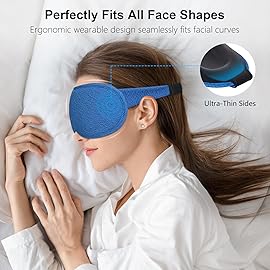 Gritin 100%Blackout Sleep Eye Mask for Women Men,Zero Eye Pressure Sleeping Mask-Ergonomic Design 3D Cutout Eye Movement and Eyelash Friendly Night Blindfold,Soft&Comfortable for Sleeping-Pacific Blue