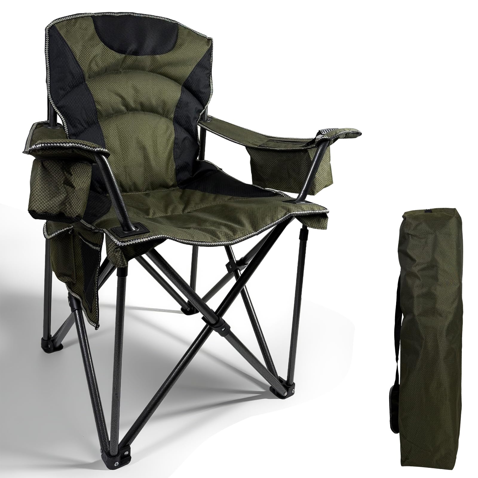 PRIJESSE Camping Chair Heavy Duty 500 LBS (227 KG) with Hard Armrests