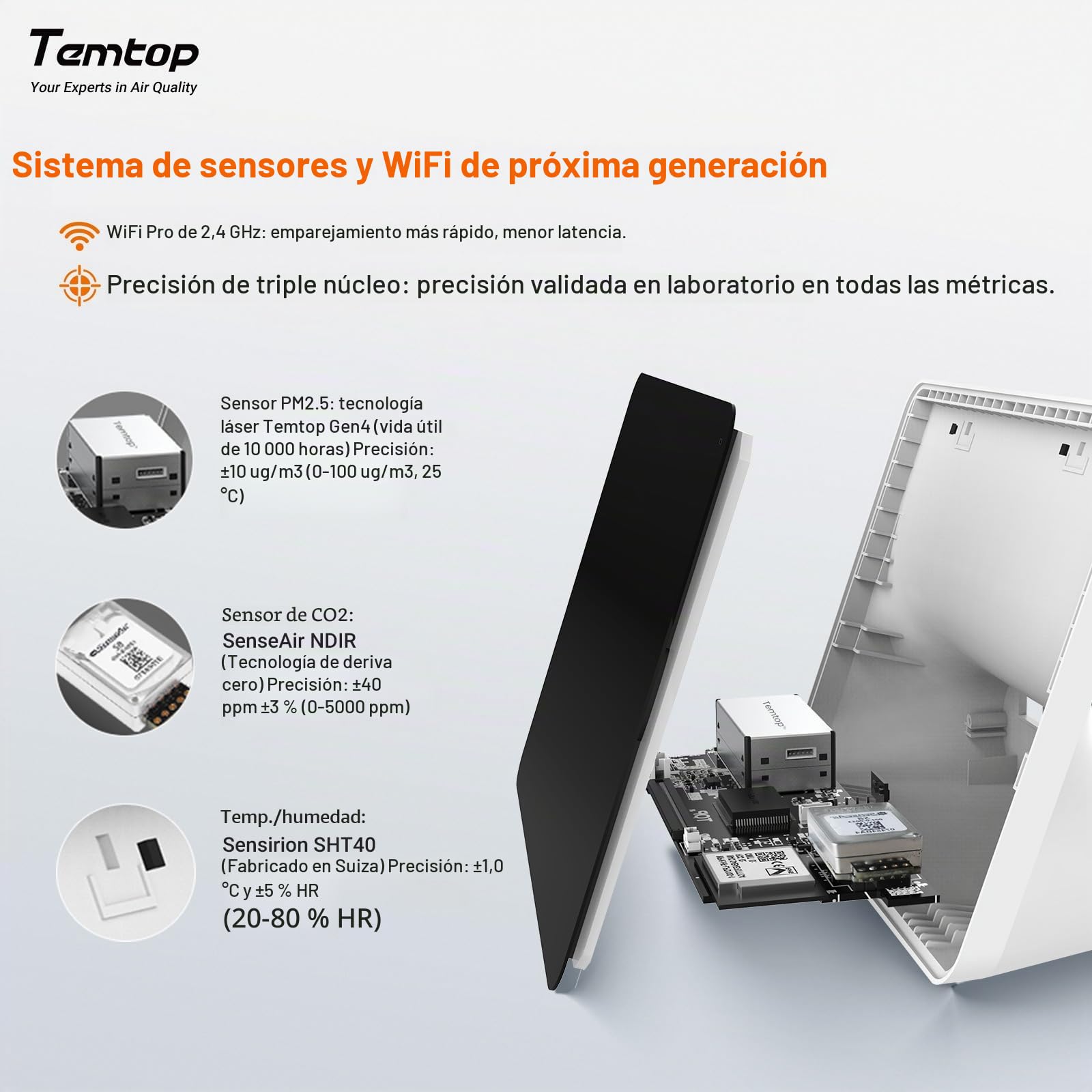 Temtop M100-UP - Medidor de calidad del aire y estación meteorológica con