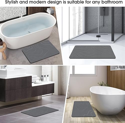 Miniatura 4 de Tapete de baño de piedra de tierra de diatomeas, súper absorbente, antideslizante, tapete de baño de piedra de diatomita para baño, tapete de ducha