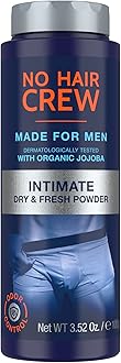 No Hair Crew | Intimate Dry & Fresh Body Powder for Men | Sweat Defense and Odor Control Deodorizer | 3.5 oz