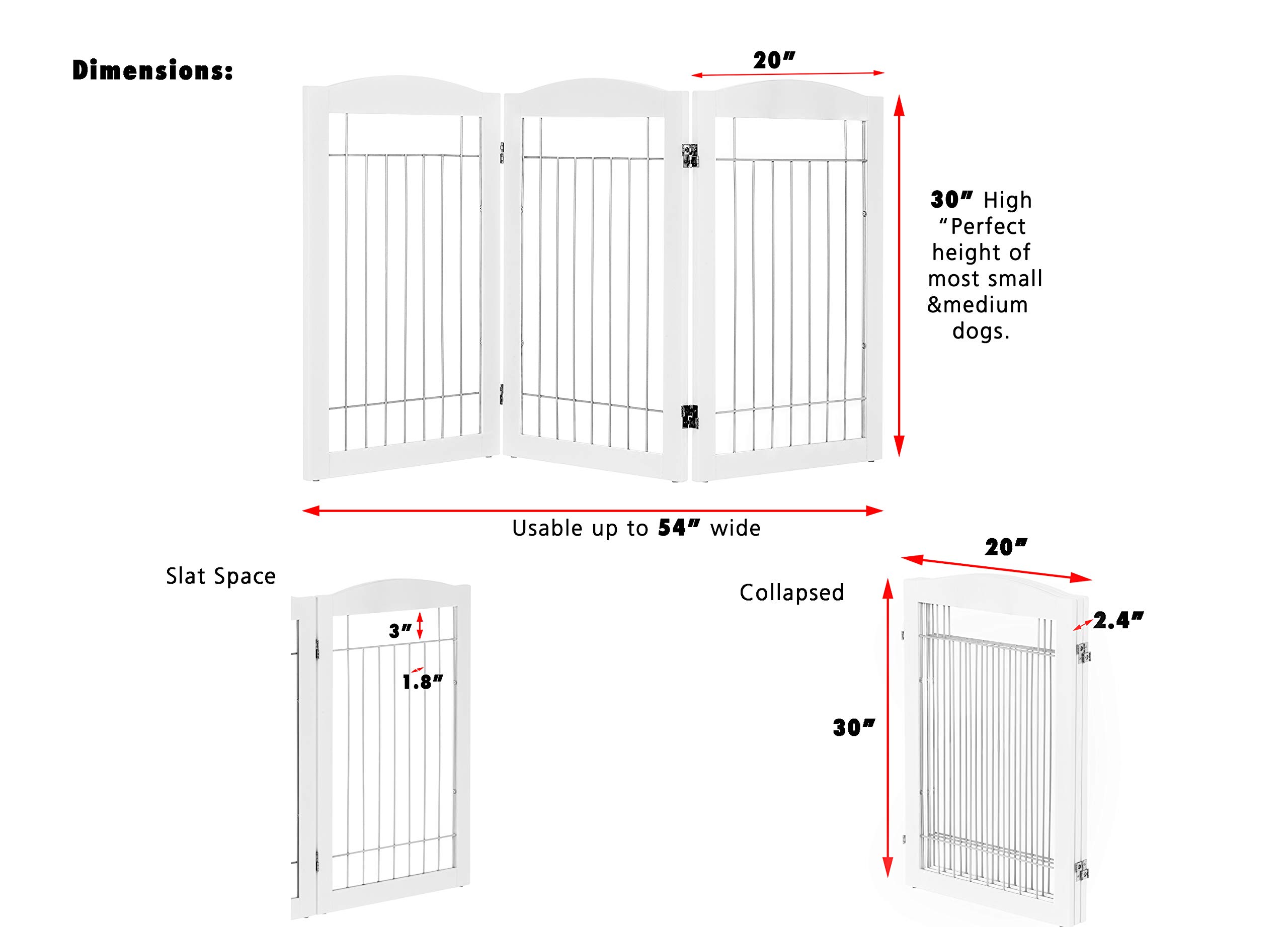 Spirich Freestanding Wire Pet Gate for Dogs, 60 inches Extra Wide, 30