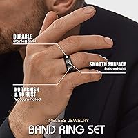 Vista 4 de Jstyle Anillos de acero inoxidable para hombres, anillo de boda, banda simple y genial, 0.315 in de ancho, 3