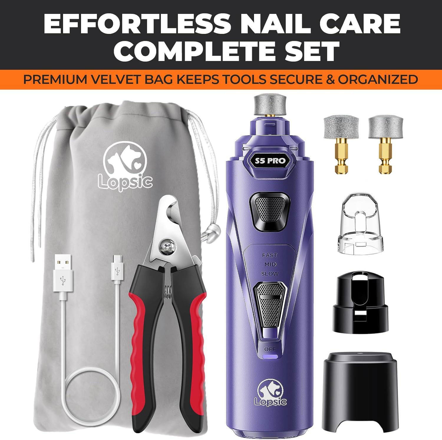 Whisper Quiet Dog Nail Grinder Safe & Stress-Free for Sensitive Dogs Cats view 9