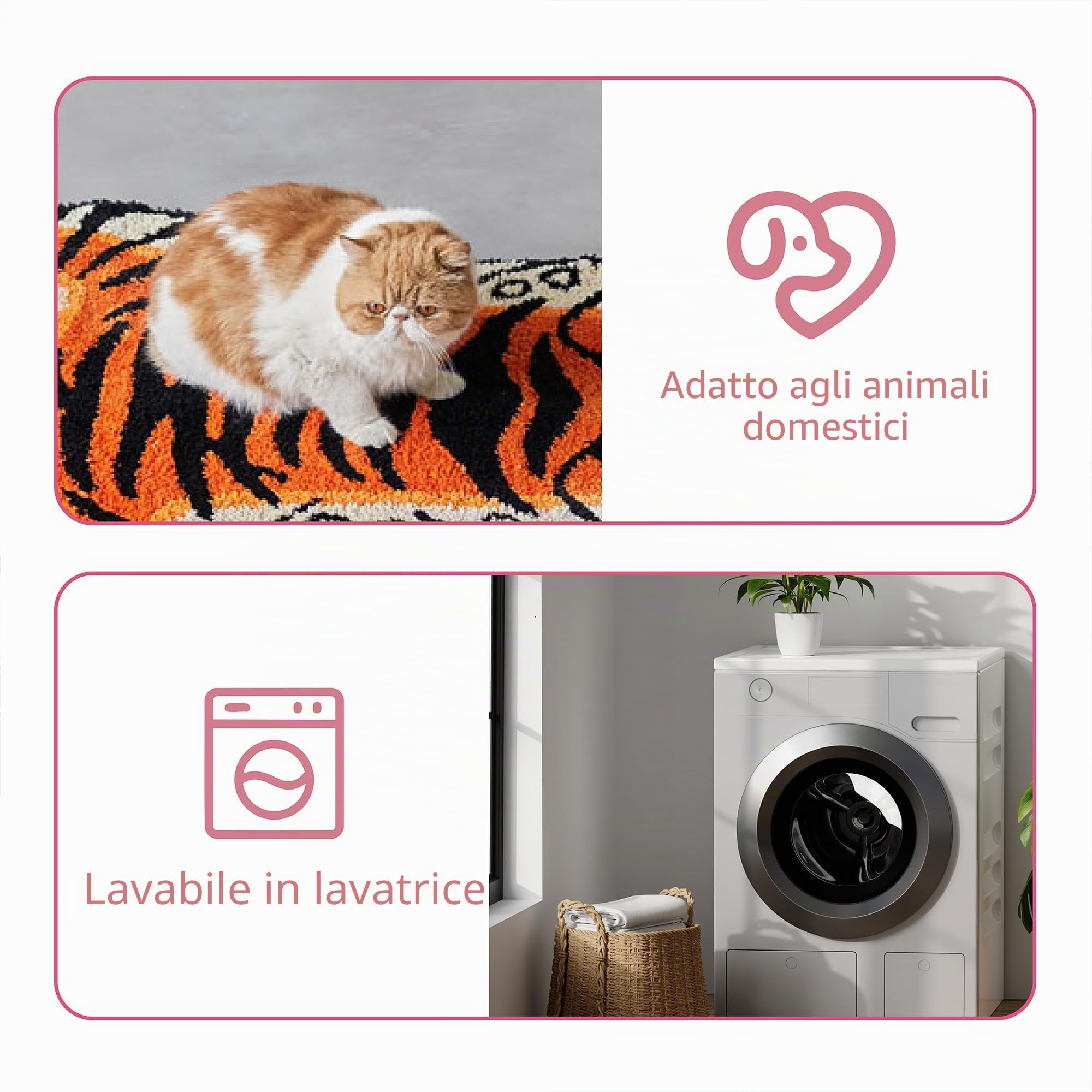 Tappeto tibetano con tigre 152x100 cm (5x3,3 piedi) a pelo alto trapuntato XLarge per interni lavabile in lavatrice con retro TPR antiscivolo - Camera da letto, Bagno, Soggiorno e Sala da pranzo