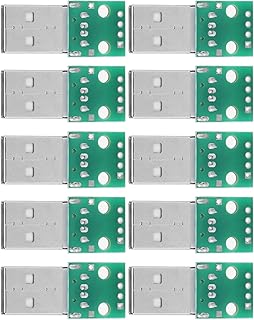 10Pcs USB Type A Male Plug USB Breakout Board Male USB Breakout to DIP Adapter Converter 4 Pin for 2.54mm PCB Board Power DIY Electronic PCB Board Module