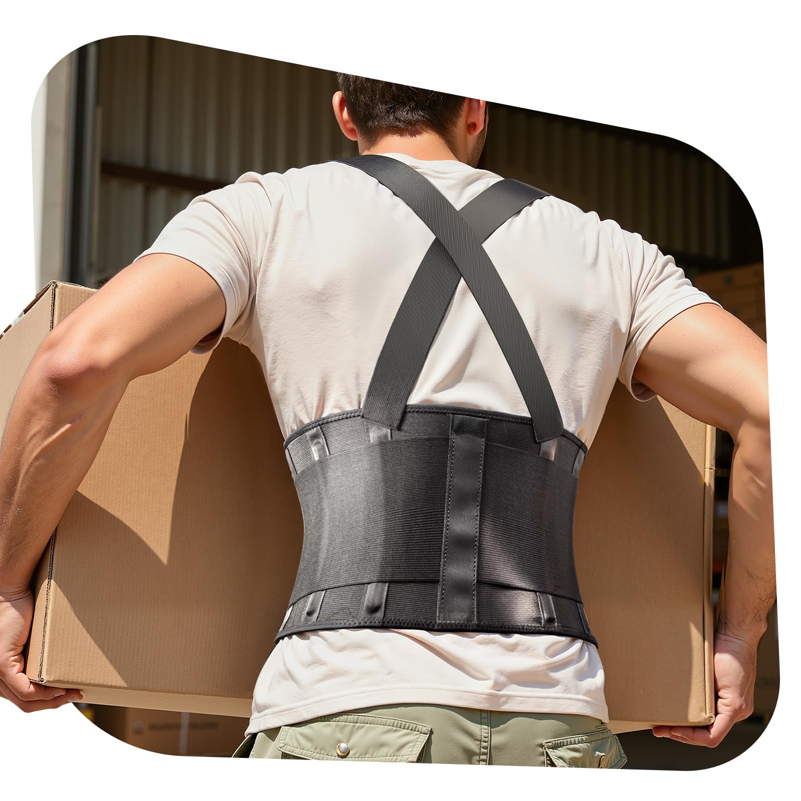 Medical-Grade Work Back Brace with Adjustable Shoulder Straps Stronger Support Breathable Mesh Lower Back Support Belt for Men