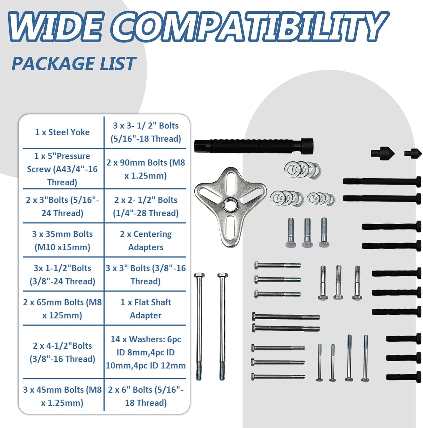 46pcs Harmonic Balancer Puller Set Crankshaft Pulley Puller Steering Wheel Flywheel Power Steering Pulley Puller Installer Tool Set for Most Pickups, SUVs, Cars,