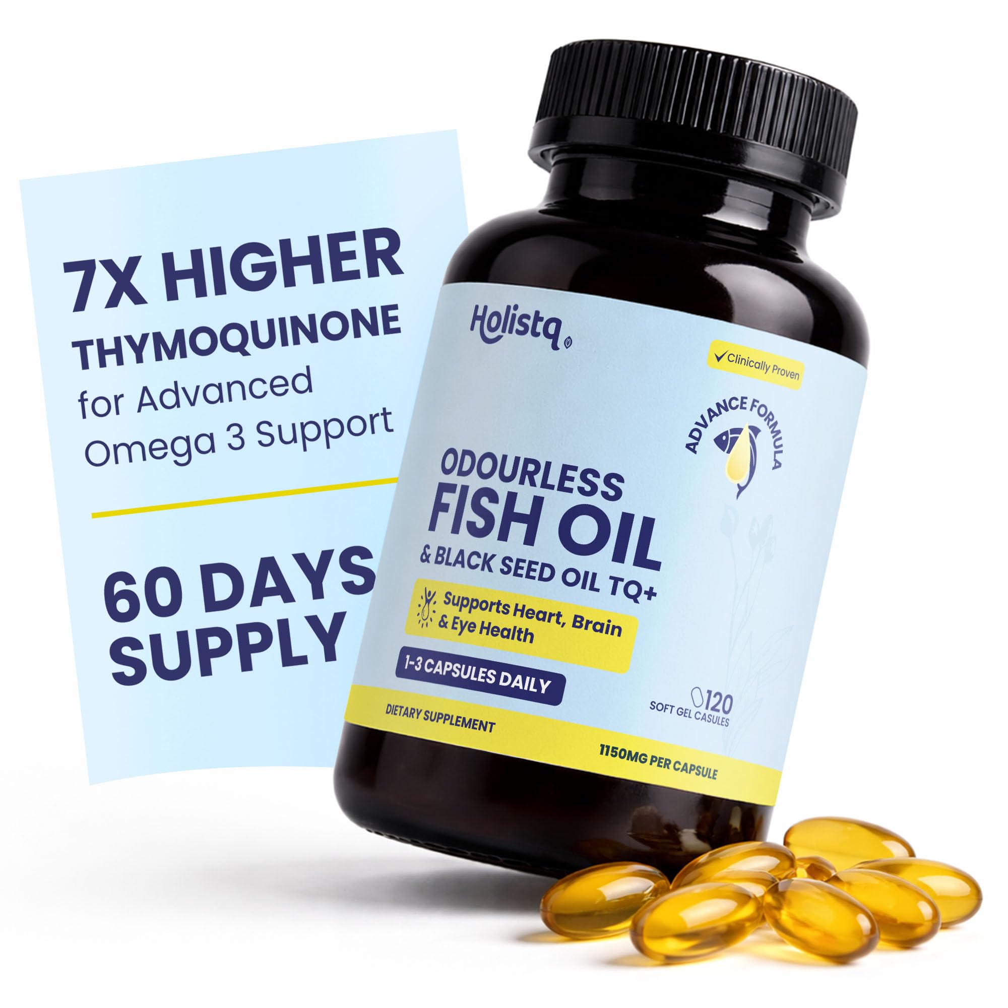 Black Seed Oil & Fish Oil Capsules, 5% Thymoquinone, 120 Softgels
