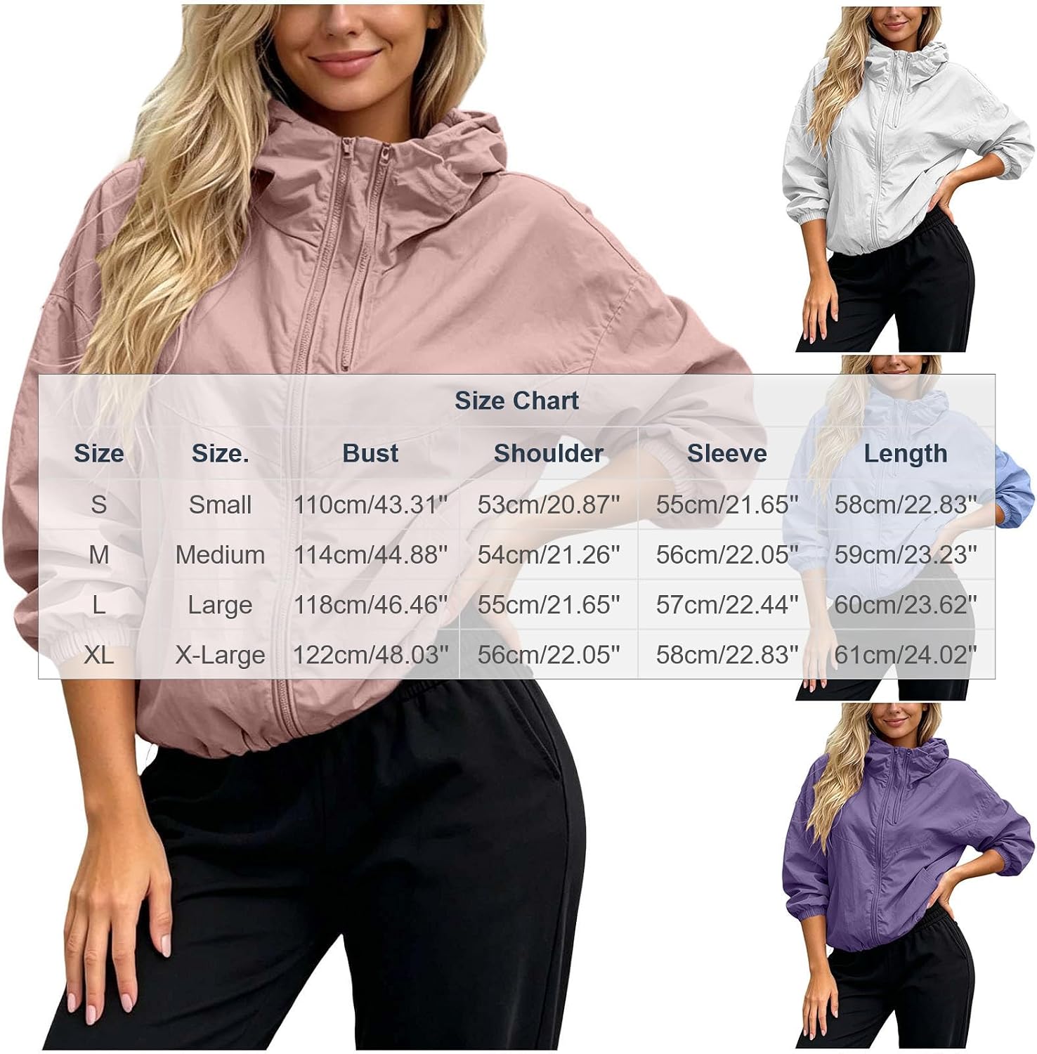 Xiaojmake Women’s Cropped Windbreaker Full Zip Stand Collar Sports Jacket