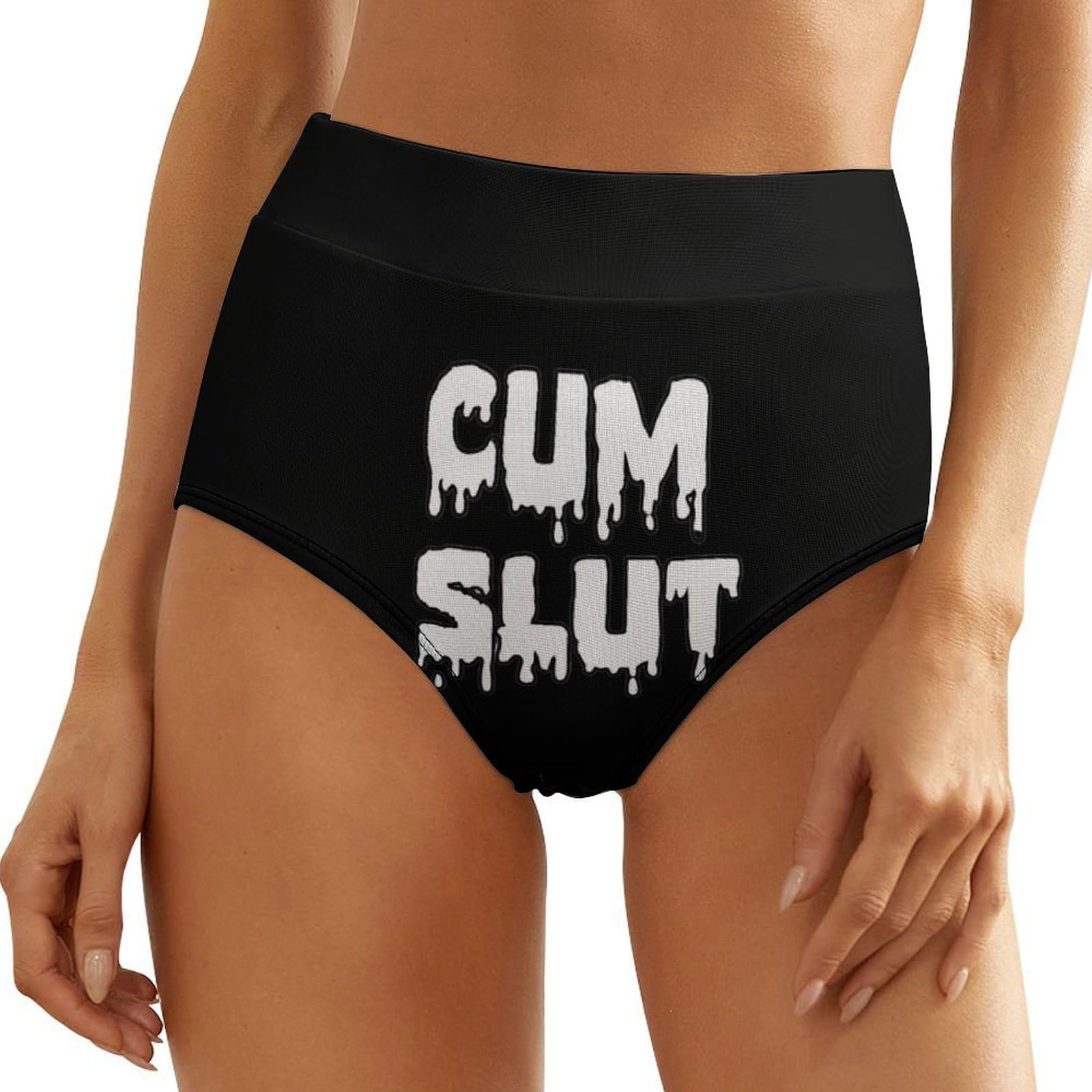 Kwqdozf Women's As Pic Cum Slut High Waist Underwear Breathable Thong Panties Funny Brief