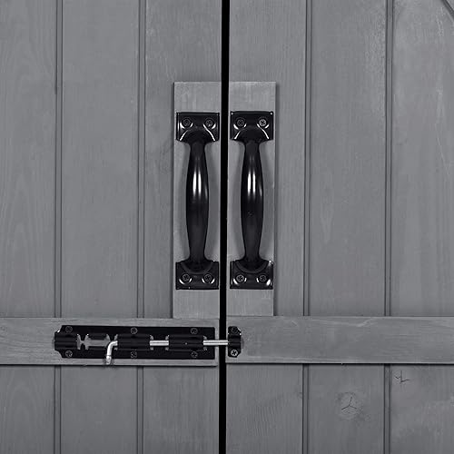 Miniatura 13 de Merax Organizador de herramientas de cobertizo de madera para exteriores de 5.8 x 3 pies con techo de asfalto impermeable, puertas con cerradura,