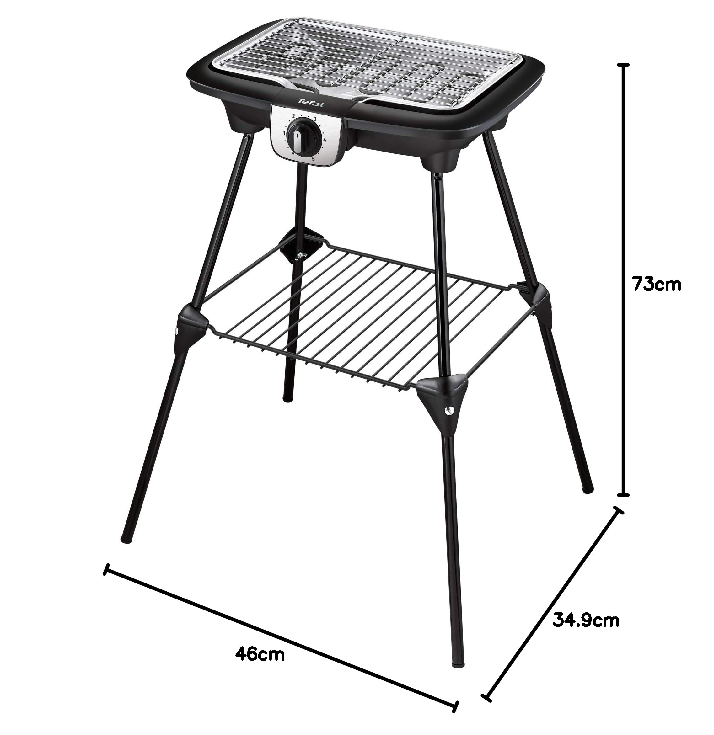 Tefal Grill elektryczny, wielofunkcyjny, "Easy Grill", 2 w 1, do grilla BBQ i plancha, do użytku wewnątrz i na zewnątrz, 2100 W, czarny