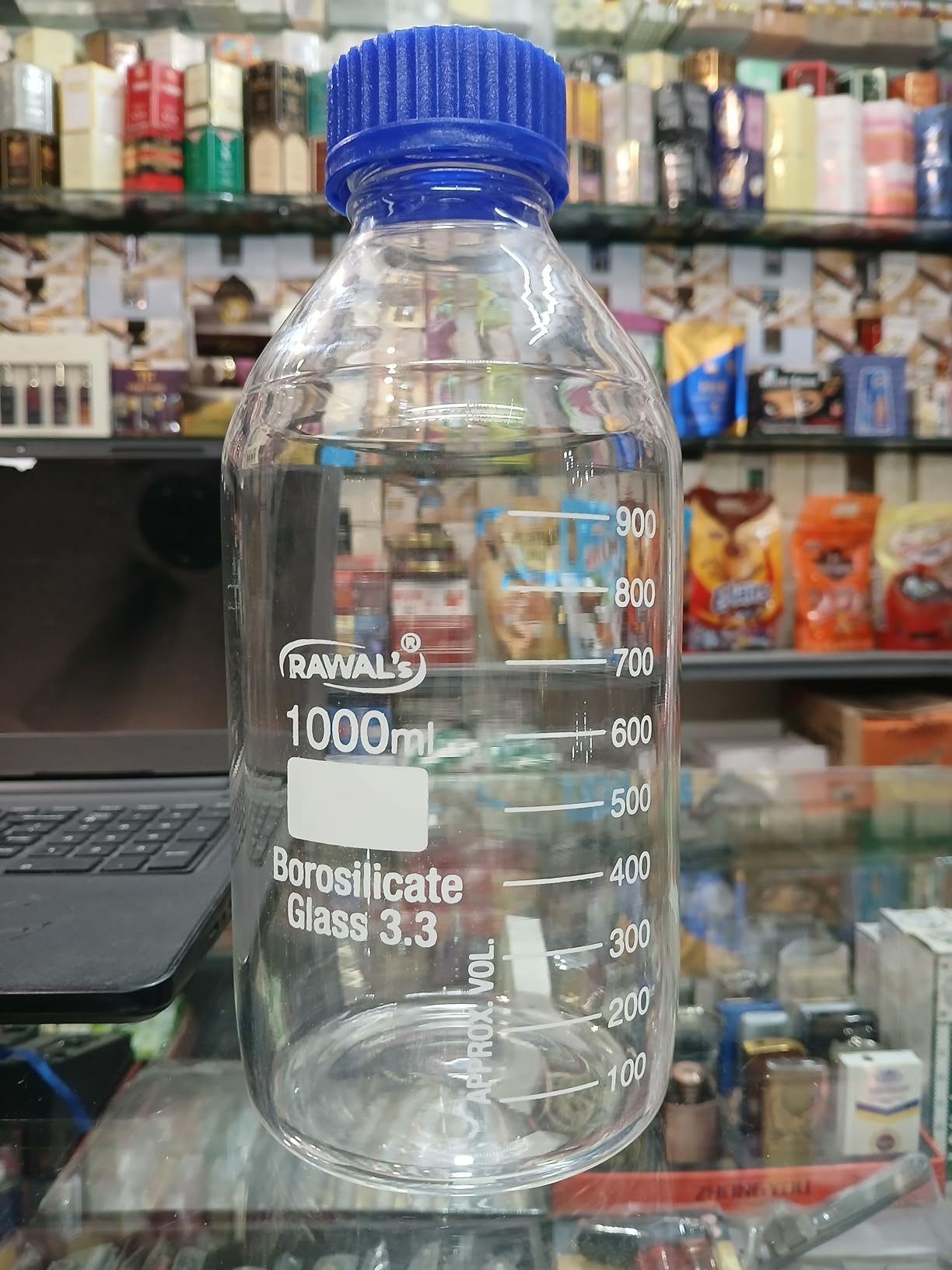 Rahil Bottle RAWAL'S Reagent Bottle 1000 ml Borosilicate Glass Screw Cap Wide Mouth ...