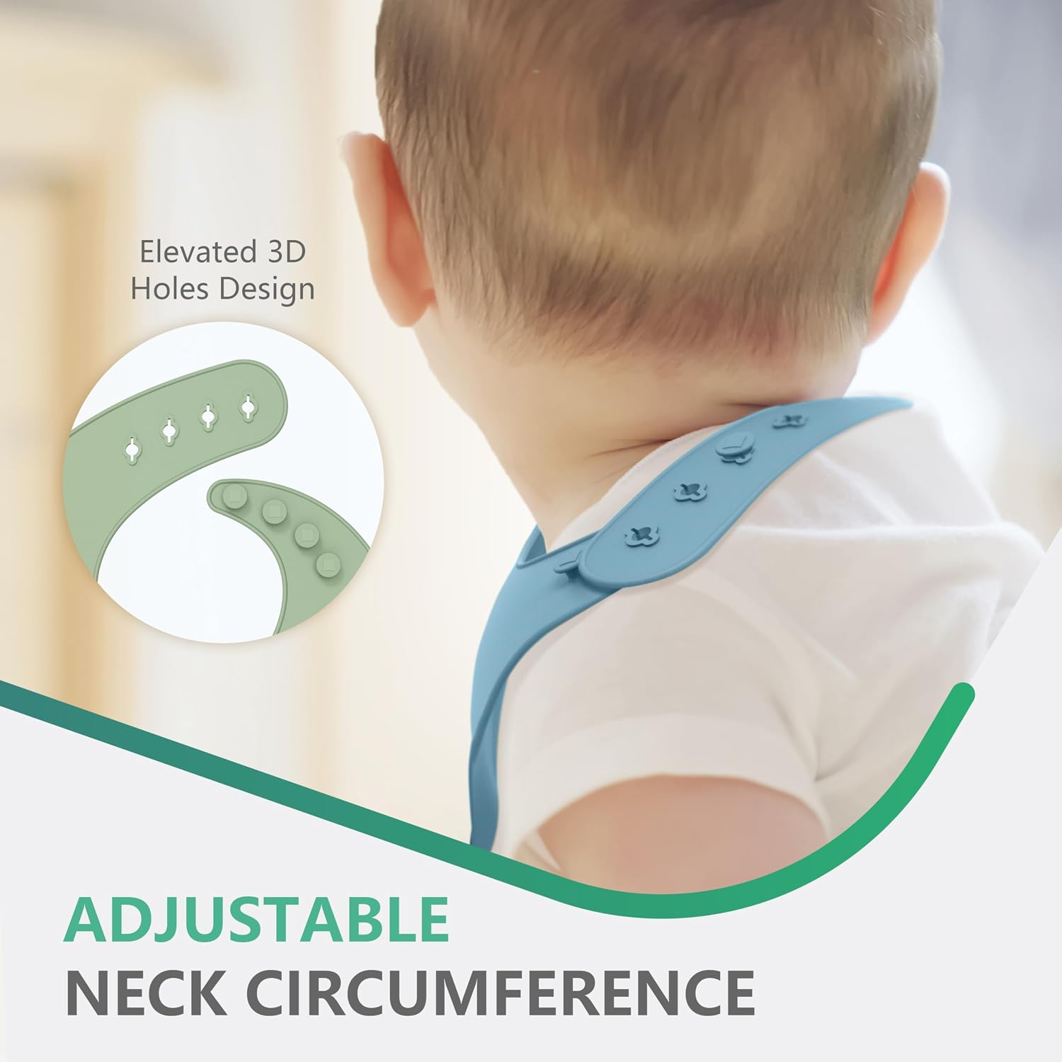 Cuddle Campus Set of 3 Silicone Bibs, Soft Adjustable Bibs for Boys & Girls image 4