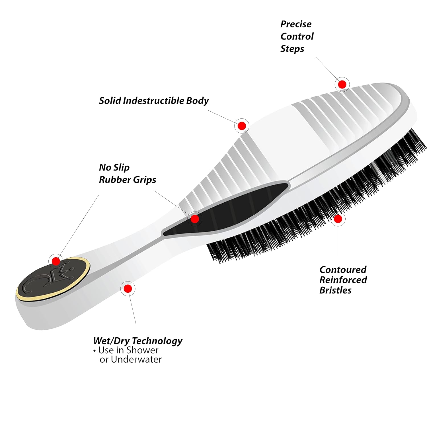 Crown Quality Products MEDIUM Mixed Boar Bristle 360 Sport Wave Brush (Black) Crown 2.0 Hairbrush - The Ultimate 360 Wave Brush