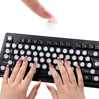 64 PCS Keyboard Bubbles for Long Nails, Raised Keyboard Stickers, Soft Silicone Nail Art Typing Keycaps, Keyboards Bubbles for Long Nails Typing and Gaming