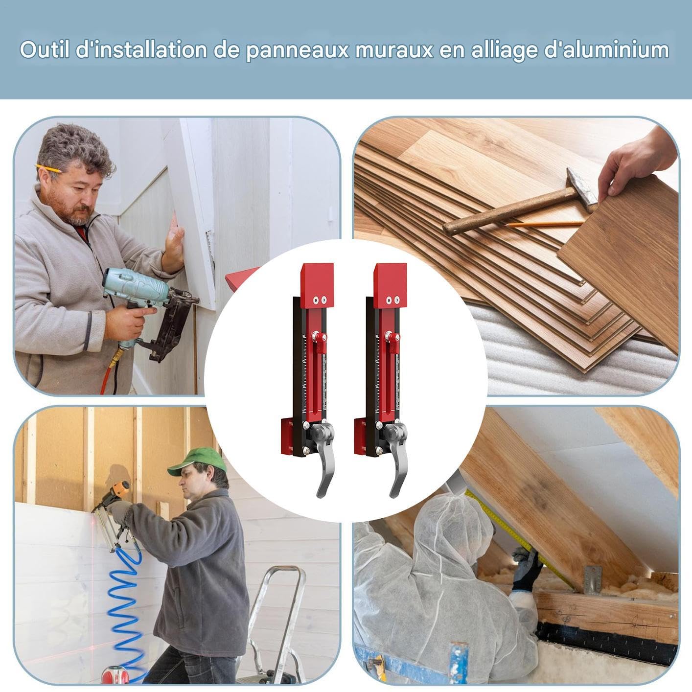 Outil De Pose Pour Bardage - Kit De Fixation Avec Jauge De Mesure Pour Maison | Outil Gecko Pour Bardage, Règle Multifonction De Chevauchement De Panneaux Murs Pour Adultes Débutants Et Experts