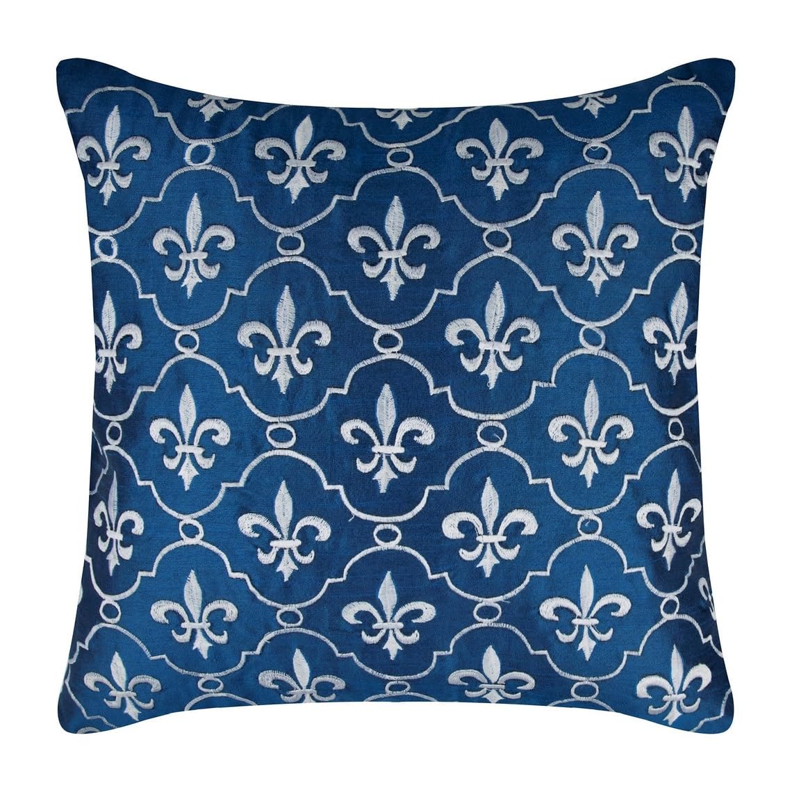 The HomeCentric Royal Blue Cushion Covers, Baroque Cushions Cover, 50x50 cm (20x20 inch) Cushion Cover, Geometric, Square Silk Cushion Covers, Modern Throw Pillow Covers - French Vanilla โ image 1