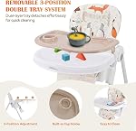 LIVINGbasics High Chair for Babies and Toddlers | 3-in-1 Foldable Highchair Chaise Haute Bébé, Adjustable Food Tray&Footrest&6-Position Seat Height, 3 Reclining Backrest