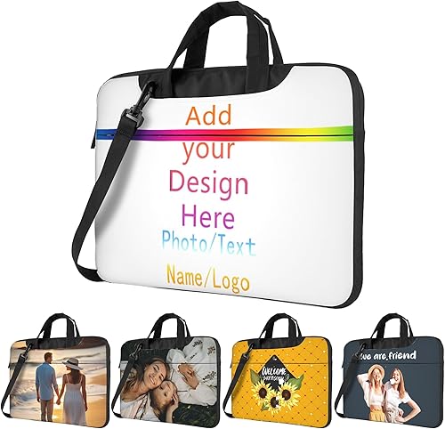 Miniatura 27 de Funda personalizada para laptop personalizada, añade tu foto, texto, maletines para portátil Púrpura 3,Negro,azul (Blue1),Blue2,Marrón,Verde