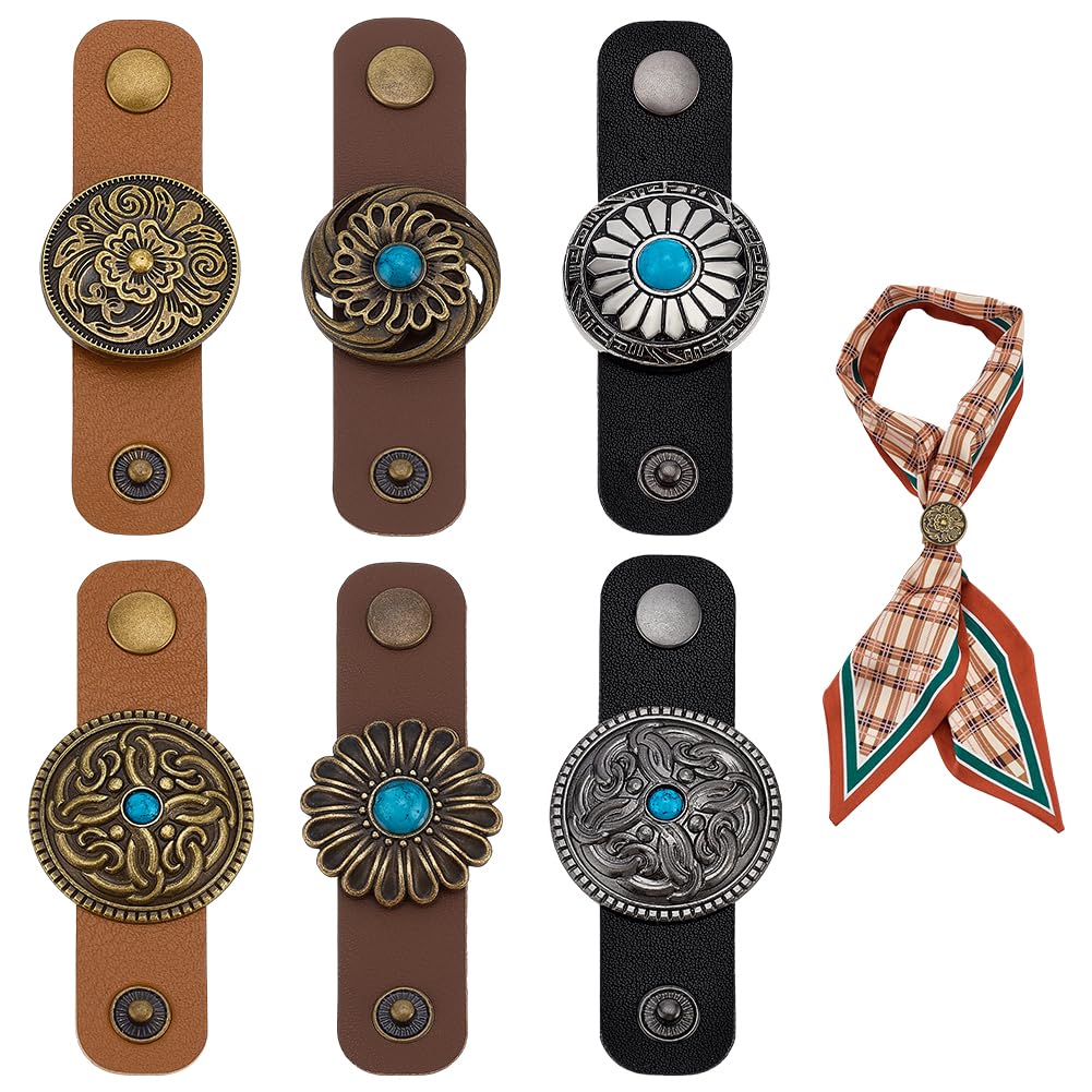 PH PandaHall – 24 Clip Ad Anello Per Sciarpa In Pelle PU – 2 Colori – Stile Western E Bandana – Misura 30x15 Mm