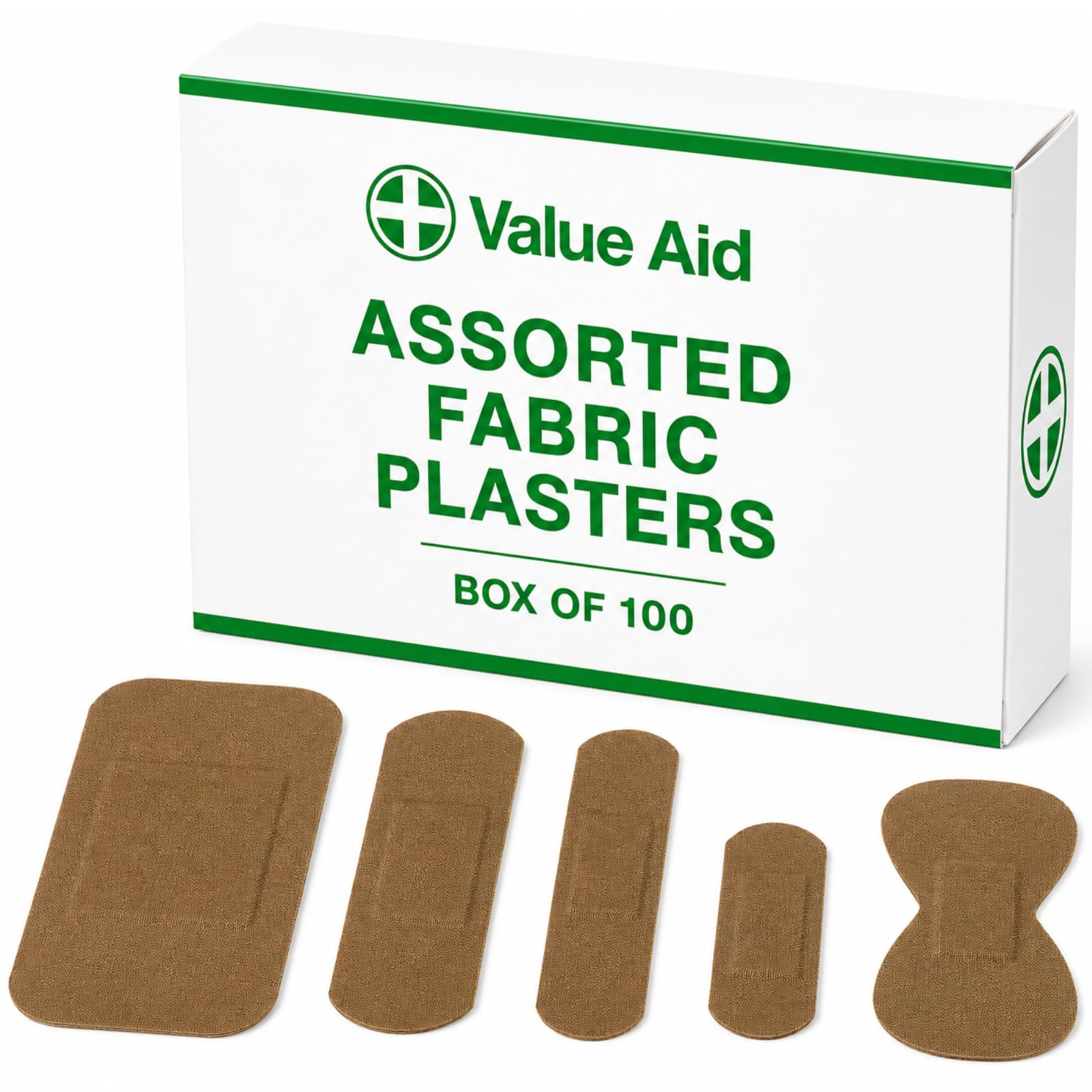 Value Aid Assorted Fabric Plasters - Box of 100