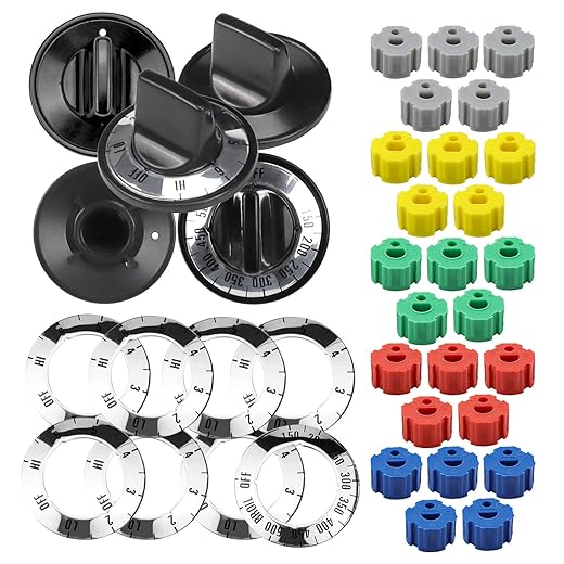 AMI PARTS Electric Range Burner Knob Kit KN002 RKE Electric Range Oven Knob Handle Kit Compatible with Whirlpool Gas Stove Replace TJKN002&RK103.
