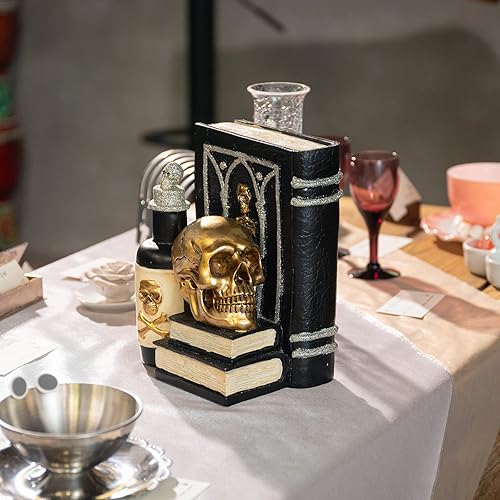 Miniatura 7 de Decoración de calavera de Halloween, decoraciones de Halloween, cabeza de esqueleto gótico para interiores, estatua de resina, figuras