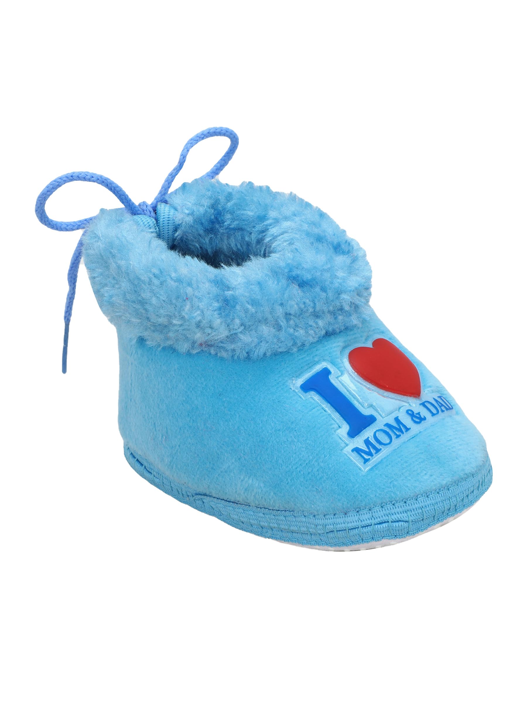 puresole Baby Booties for Boys & Girls – Soft Plush Warm Indoor Crib Shoes with 'I Love Mom & Dad' Print – Non-Slip Sole – Infant First Walkers (6–12 Months)-picture-14