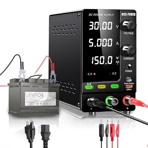 Miniatura 10 de NICE-POWER Fuente de alimentación de CC variable 30V 10A, codificador de 300 W ajustable 6 V 12 V 24 V LiFePO4 LiFePO4 LiFePO4 Cargador de batería