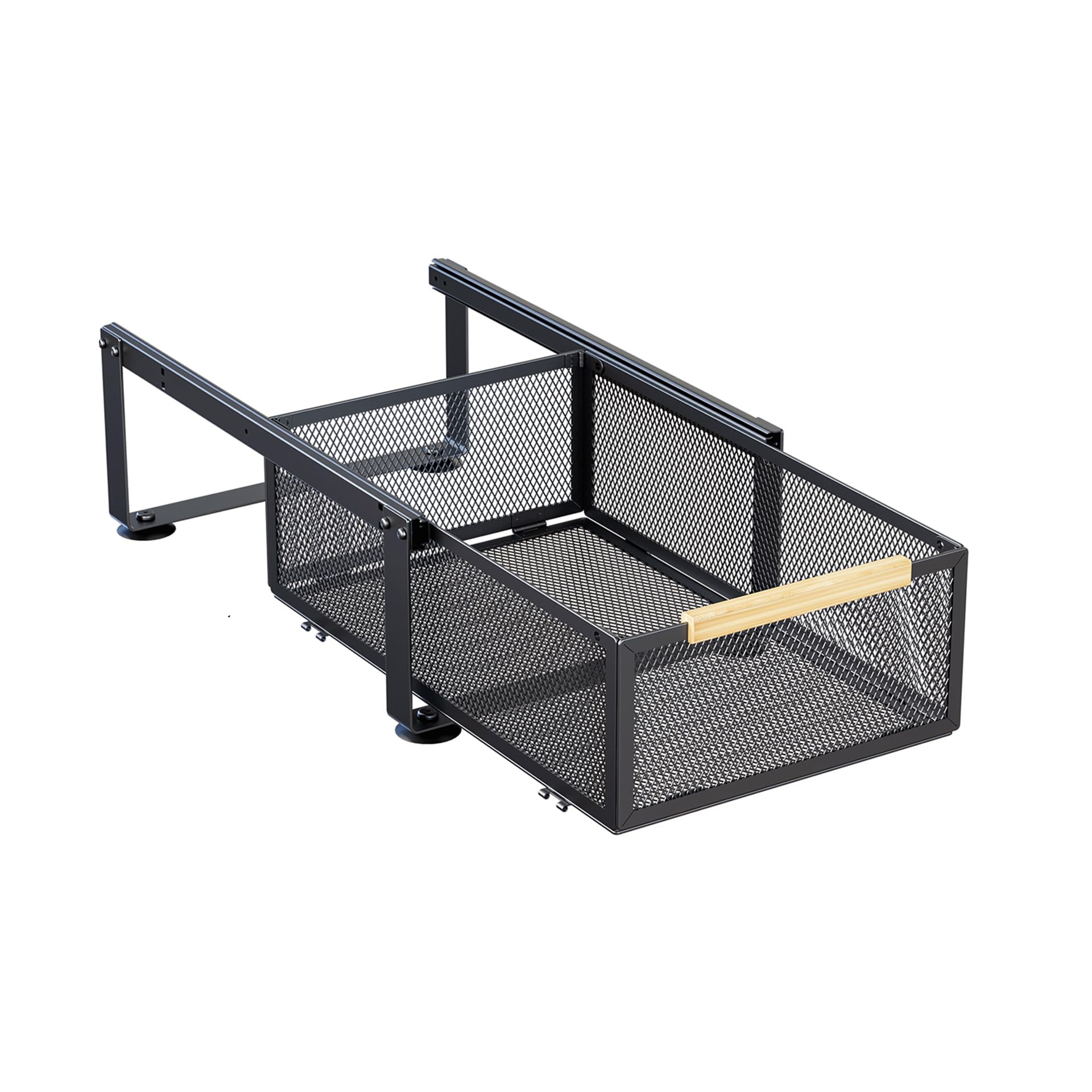 MEICCIPLUS Pull Out Spice Rack Organizer, 1 Tier Slide Out Drawer for Kitchen, Under Sink and Cabinet Storage, 15.7''L x 10.6''W x 5.5''D, Steel, Black