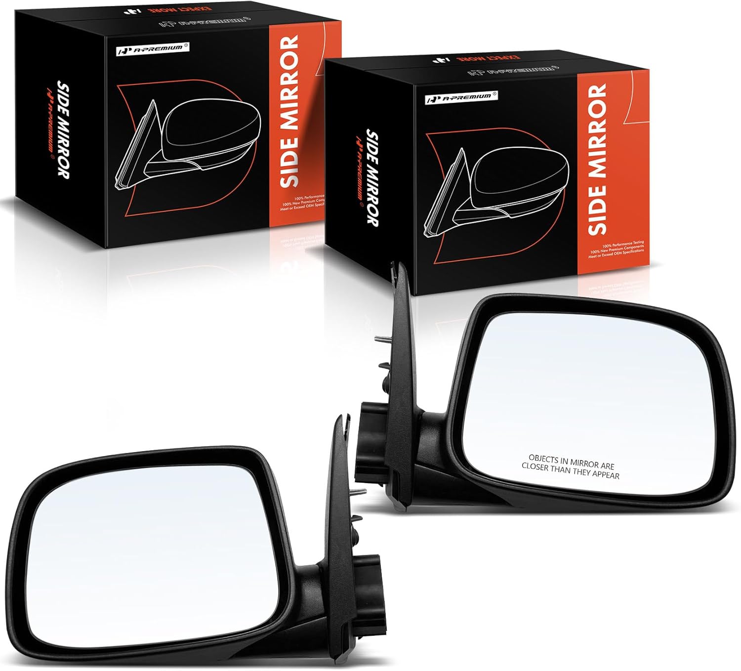 A-Premium Pair (2) Driver and Passenger Side Power Door Mirror - Compatible with Chevrolet Colorado 2004-2012 & GMC Canyon 2004-2012 - Non-Heated Manual Folding Black Outside Rear View Mirror