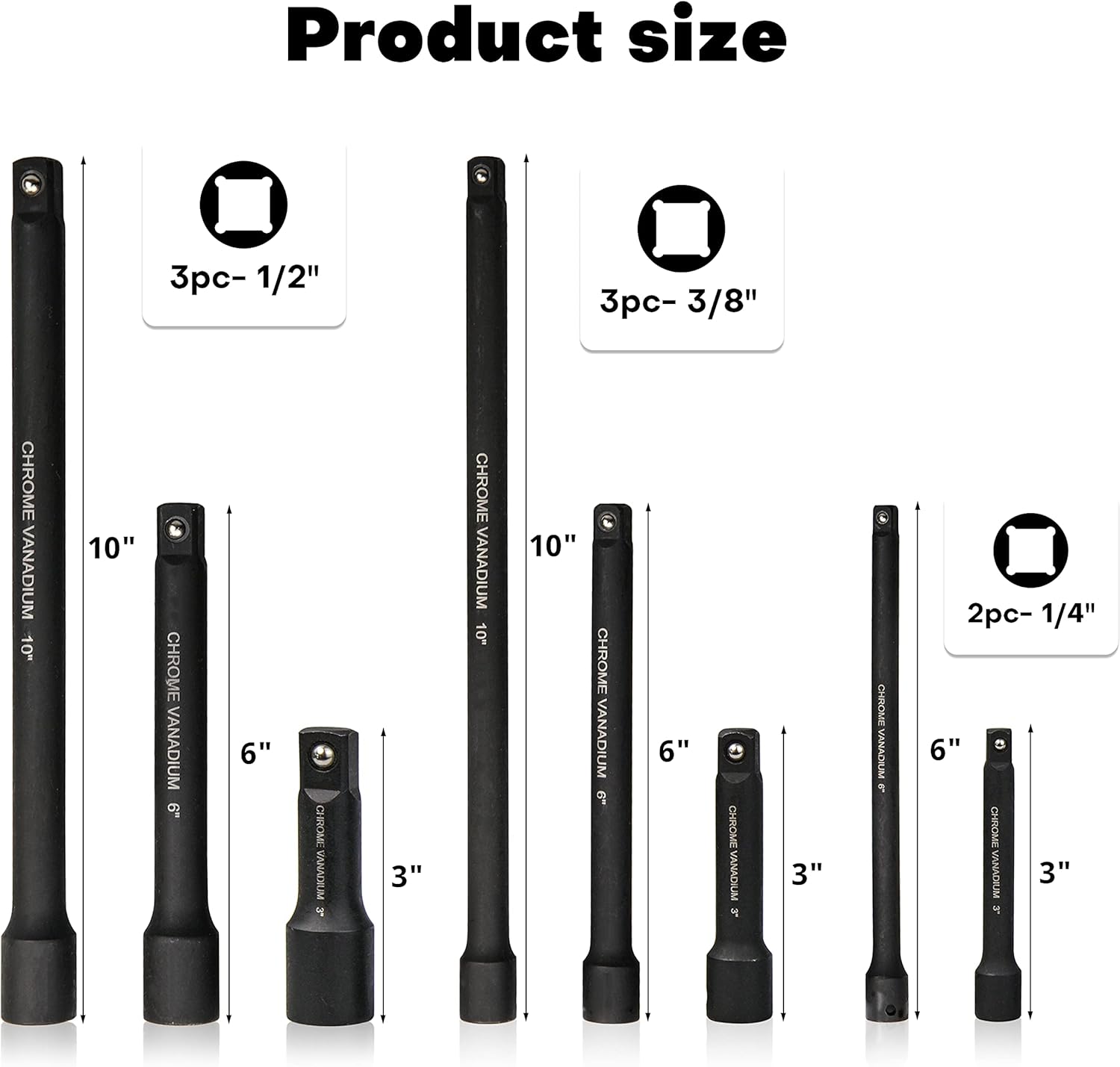 SEKETMAN 18-Piece Drive Tool Accessory Set,Includes Socket Adapters, Extensions and Universal Joints and Impact Coupler, Professional Socket Accessories - - 
