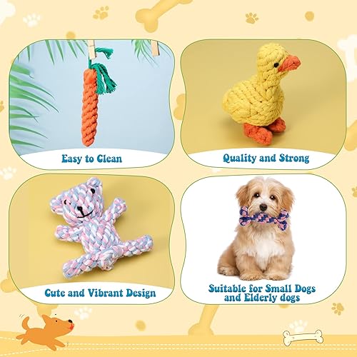 Miniatura 7 de Sumind 12 juguetes de cuerda para perros para masticadores agresivos, regalos de San Valentín para cachorros, juguetes interactivos para perros